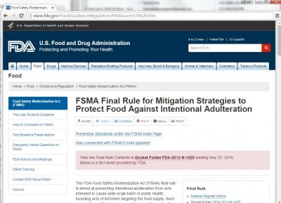 FDA Releases Seventh and Final Rule of Food Safety Law