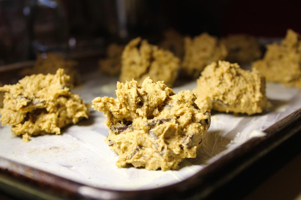 Chocolate chip oatmeal cookie dough made with NSP rolled oats