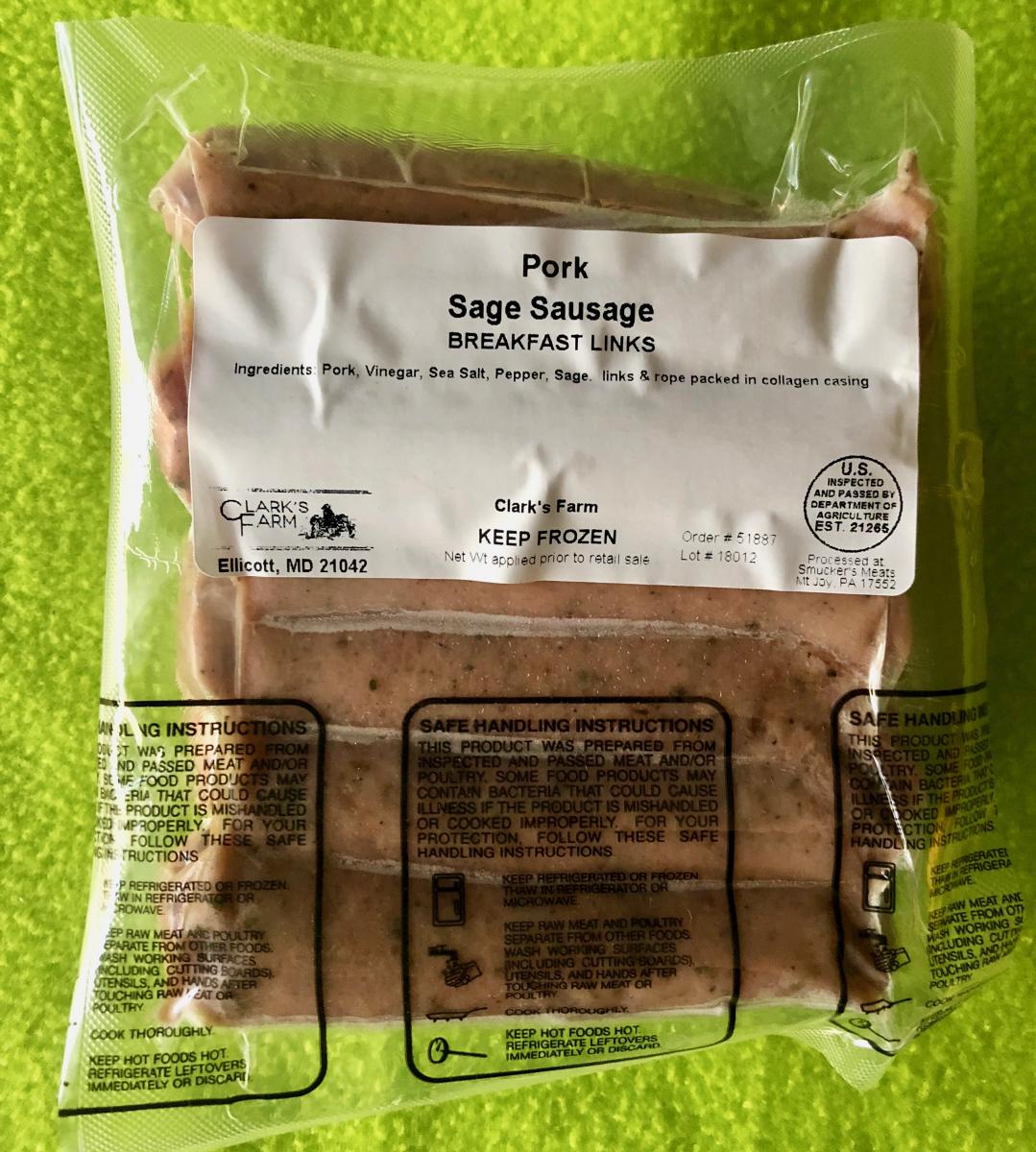 Pork Sausage Sage Breakfast Links Clark's Farm